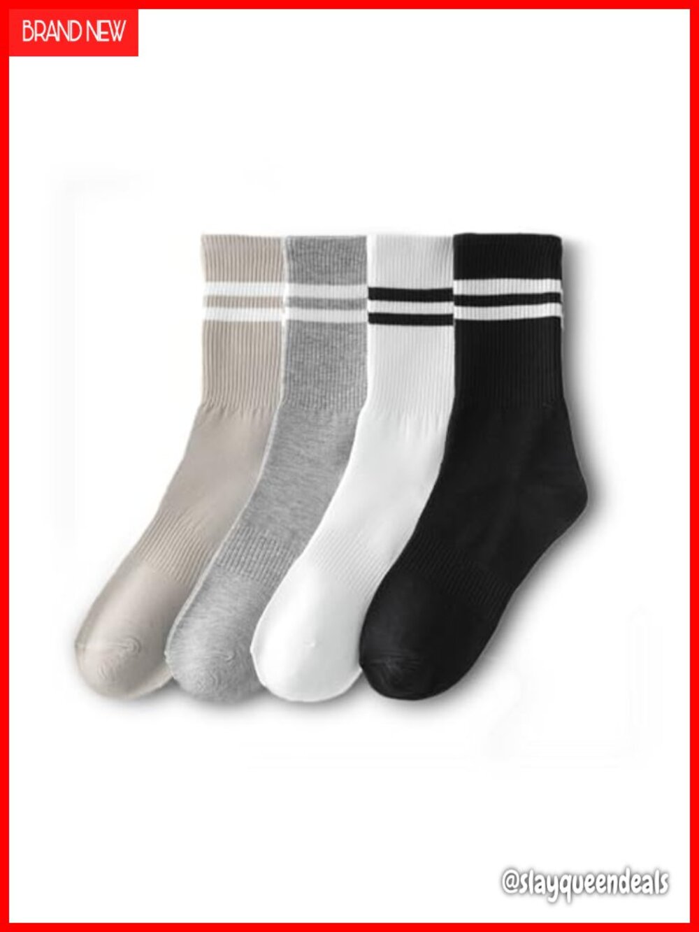 Womens Striped Crew Athletic Running Cotton Blend Socks 4 Pack